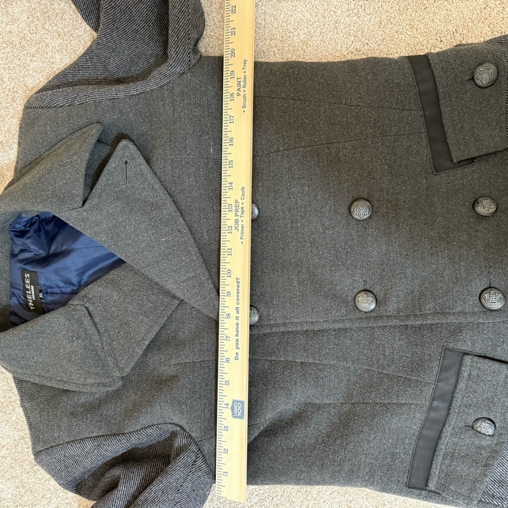 Charcoal Double-Breasted Pea‎ Coat - Picture 11 of 13